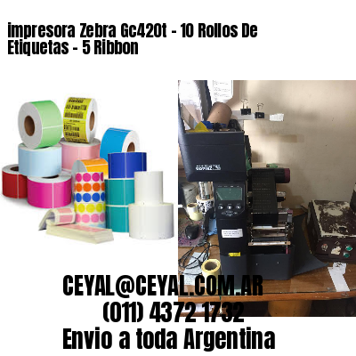 impresora Zebra Gc420t - 10 Rollos De Etiquetas - 5 Ribbon