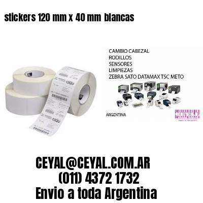stickers 120 mm x 40 mm	blancas