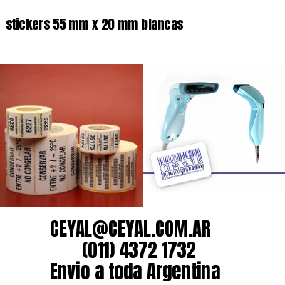stickers 55 mm x 20 mm	blancas
