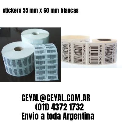 stickers 55 mm x 60 mm	blancas