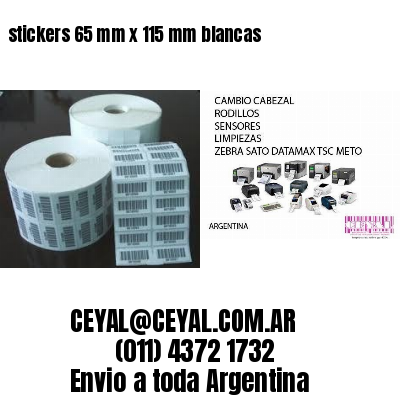 stickers 65 mm x 115 mm	blancas