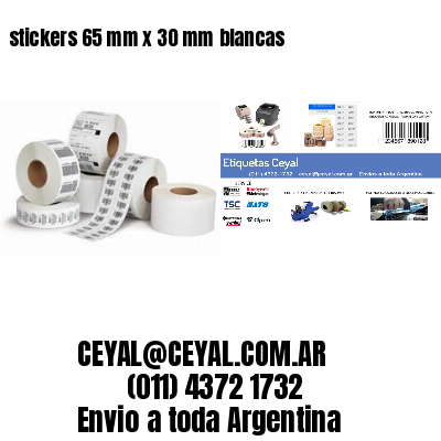 stickers 65 mm x 30 mm	blancas
