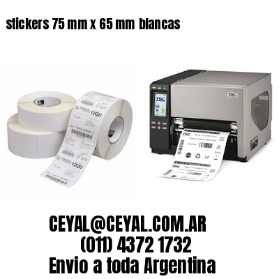 stickers 75 mm x 65 mm	blancas