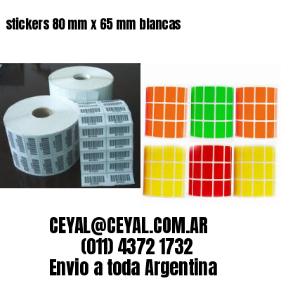 stickers 80 mm x 65 mm	blancas