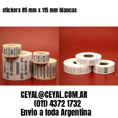 stickers 85 mm x 115 mm	blancas