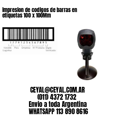 impresion de codigos de barras en etiquetas 100 x 100Mm