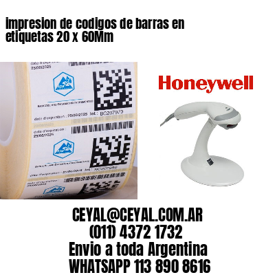 impresion de codigos de barras en etiquetas 20 x 60Mm