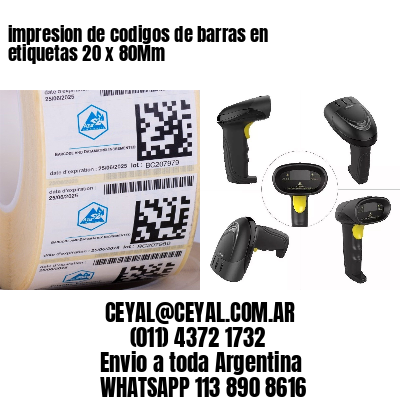 impresion de codigos de barras en etiquetas 20 x 80Mm