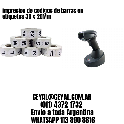 impresion de codigos de barras en etiquetas 30 x 20Mm