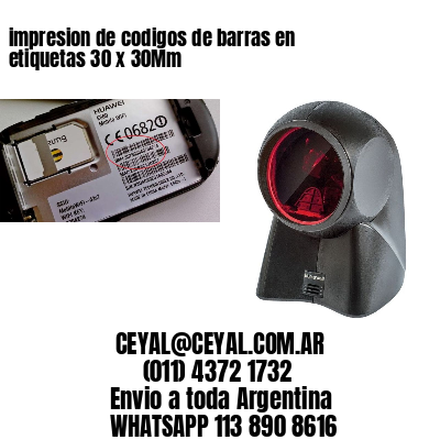 impresion de codigos de barras en etiquetas 30 x 30Mm