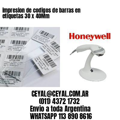 impresion de codigos de barras en etiquetas 30 x 40Mm