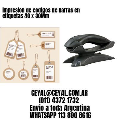 impresion de codigos de barras en etiquetas 40 x 30Mm
