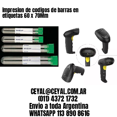 impresion de codigos de barras en etiquetas 60 x 70Mm