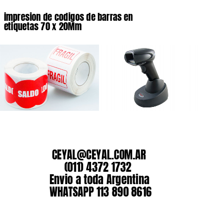 impresion de codigos de barras en etiquetas 70 x 20Mm