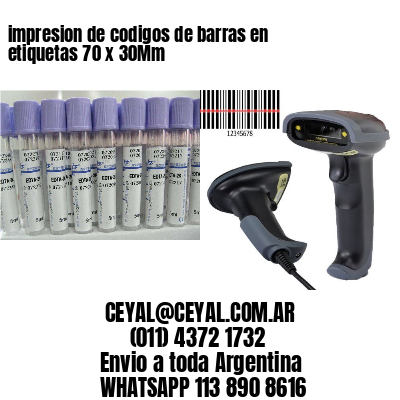 impresion de codigos de barras en etiquetas 70 x 30Mm