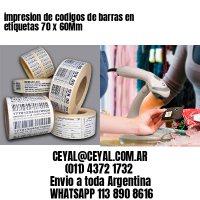 impresion de codigos de barras en etiquetas 70 x 60Mm