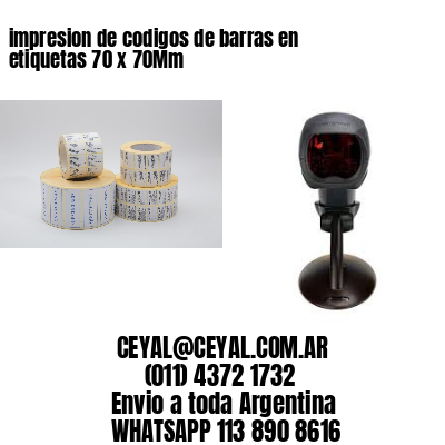 impresion de codigos de barras en etiquetas 70 x 70Mm