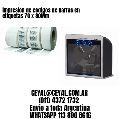 impresion de codigos de barras en etiquetas 70 x 80Mm