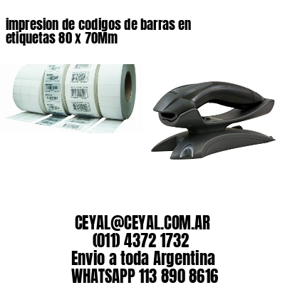 impresion de codigos de barras en etiquetas 80 x 70Mm