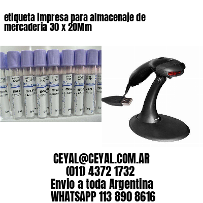 etiqueta impresa para almacenaje de mercaderia 30 x 20Mm