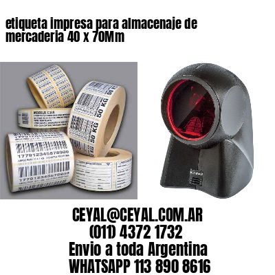 etiqueta impresa para almacenaje de mercaderia 40 x 70Mm