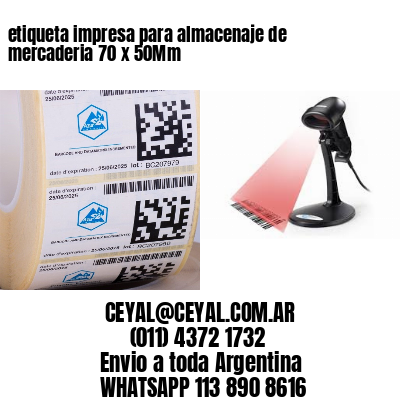 etiqueta impresa para almacenaje de mercaderia 70 x 50Mm