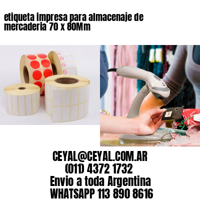 etiqueta impresa para almacenaje de mercaderia 70 x 80Mm