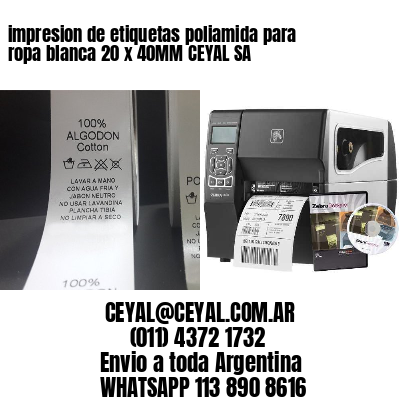 impresion de etiquetas poliamida para ropa blanca 20 x 40MM CEYAL SA