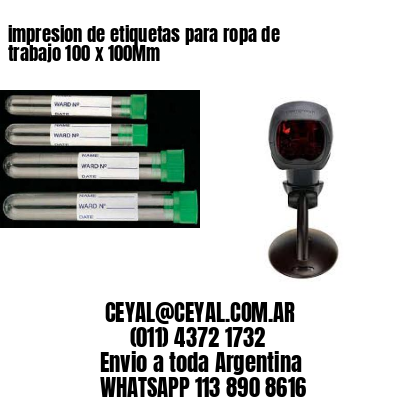 impresion de etiquetas para ropa de trabajo 100 x 100Mm