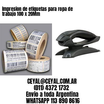 impresion de etiquetas para ropa de trabajo 100 x 20Mm
