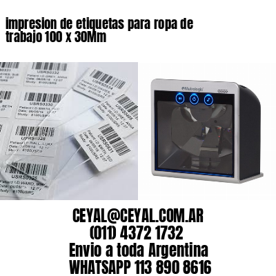 impresion de etiquetas para ropa de trabajo 100 x 30Mm