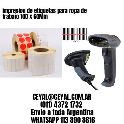 impresion de etiquetas para ropa de trabajo 100 x 60Mm