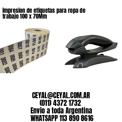 impresion de etiquetas para ropa de trabajo 100 x 70Mm