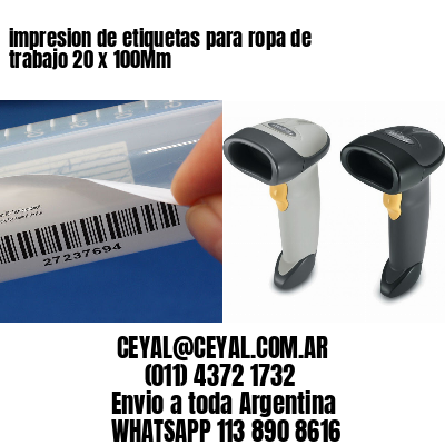 impresion de etiquetas para ropa de trabajo 20 x 100Mm