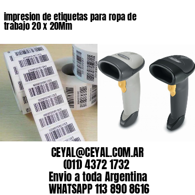 impresion de etiquetas para ropa de trabajo 20 x 20Mm