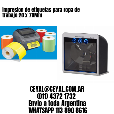 impresion de etiquetas para ropa de trabajo 20 x 70Mm