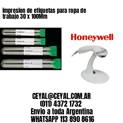impresion de etiquetas para ropa de trabajo 30 x 100Mm