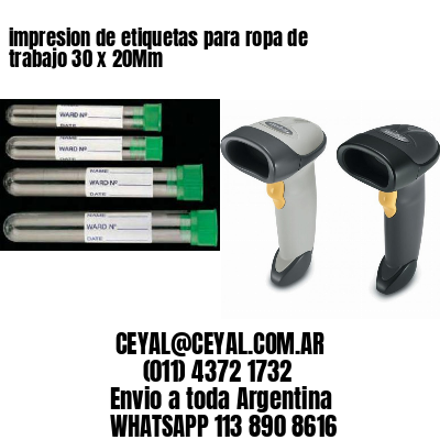 impresion de etiquetas para ropa de trabajo 30 x 20Mm