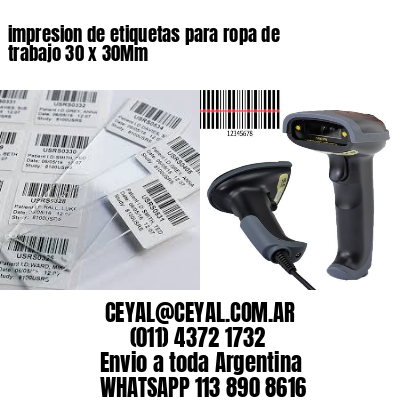 impresion de etiquetas para ropa de trabajo 30 x 30Mm
