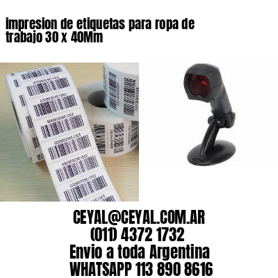 impresion de etiquetas para ropa de trabajo 30 x 40Mm