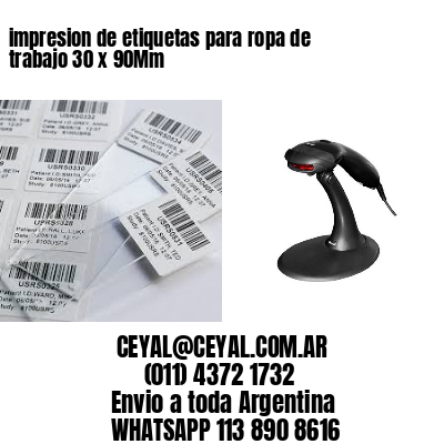 impresion de etiquetas para ropa de trabajo 30 x 90Mm