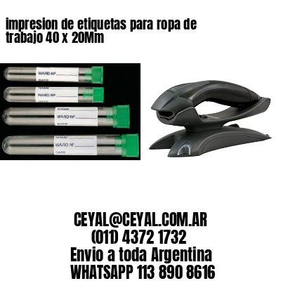 impresion de etiquetas para ropa de trabajo 40 x 20Mm
