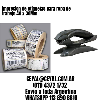 impresion de etiquetas para ropa de trabajo 40 x 30Mm