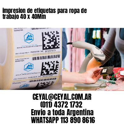 impresion de etiquetas para ropa de trabajo 40 x 40Mm