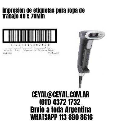 impresion de etiquetas para ropa de trabajo 40 x 70Mm
