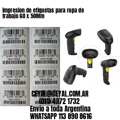impresion de etiquetas para ropa de trabajo 60 x 50Mm