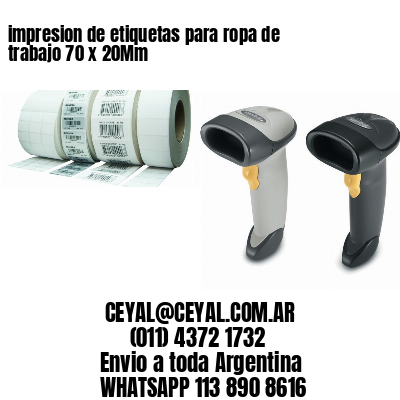 impresion de etiquetas para ropa de trabajo 70 x 20Mm