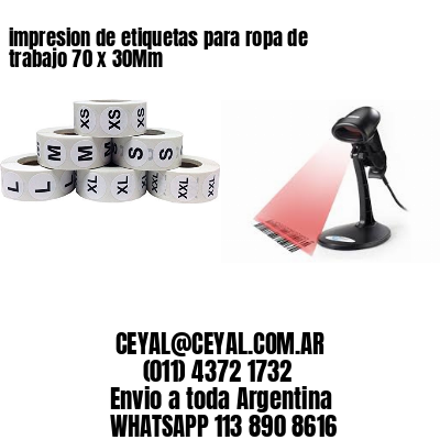 impresion de etiquetas para ropa de trabajo 70 x 30Mm