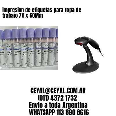 impresion de etiquetas para ropa de trabajo 70 x 60Mm