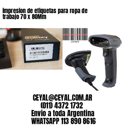 impresion de etiquetas para ropa de trabajo 70 x 80Mm